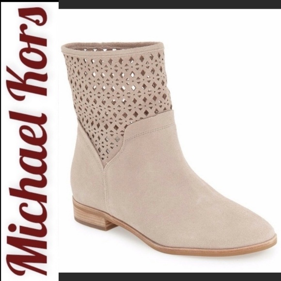 MICHAEL MICHAEL KORS Sunny Suede Perforated Bootie Buff Beige, Size 10 - Picture 14 of 14